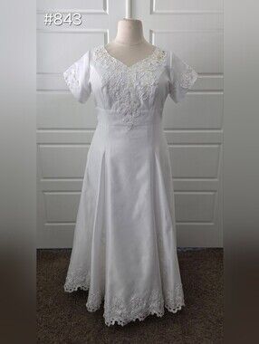 White Satin Ballgown Short Sleeve Wedding Dress